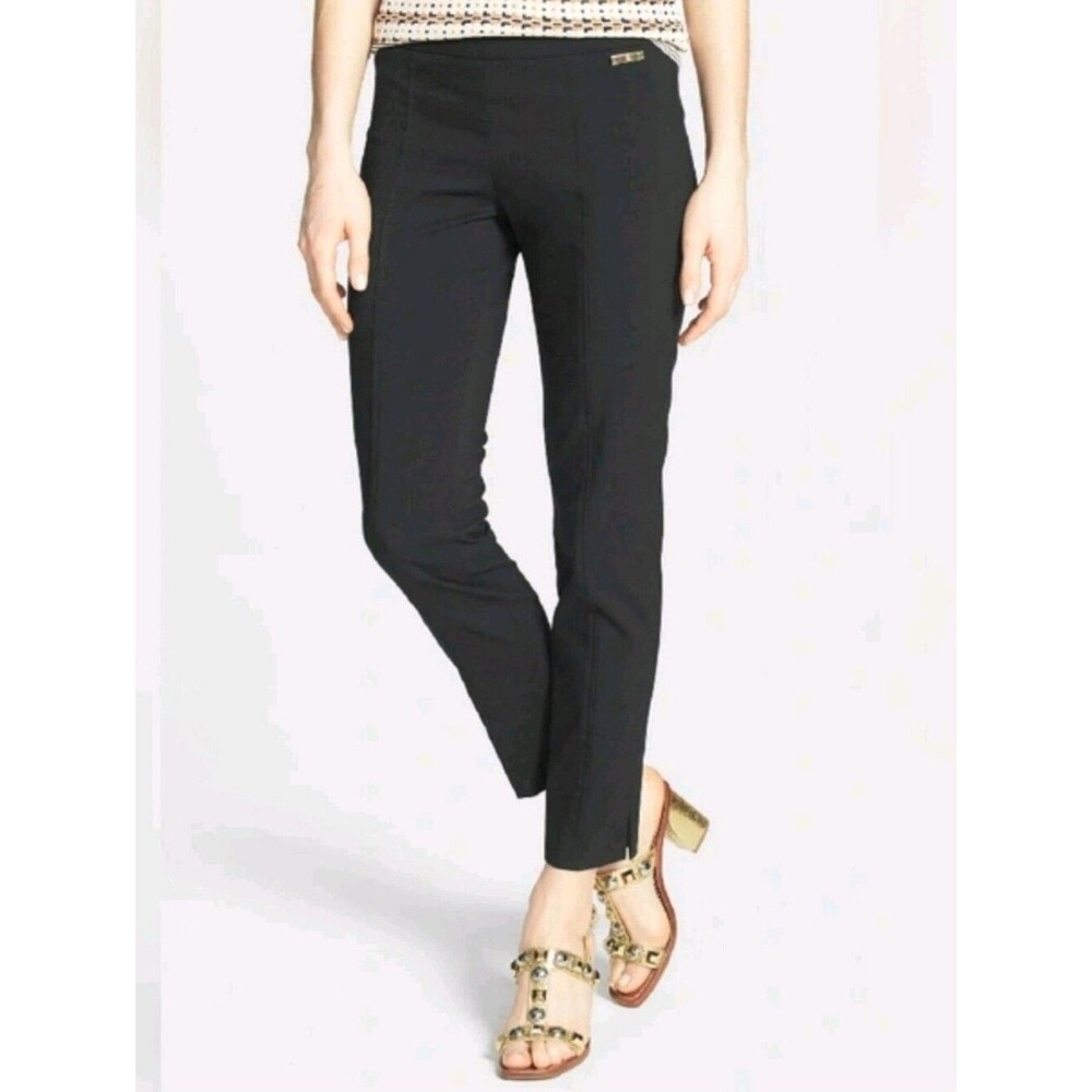 Tory Burch Callie Straight Ankle Pants 8 Black Career Business Side Zipper Women